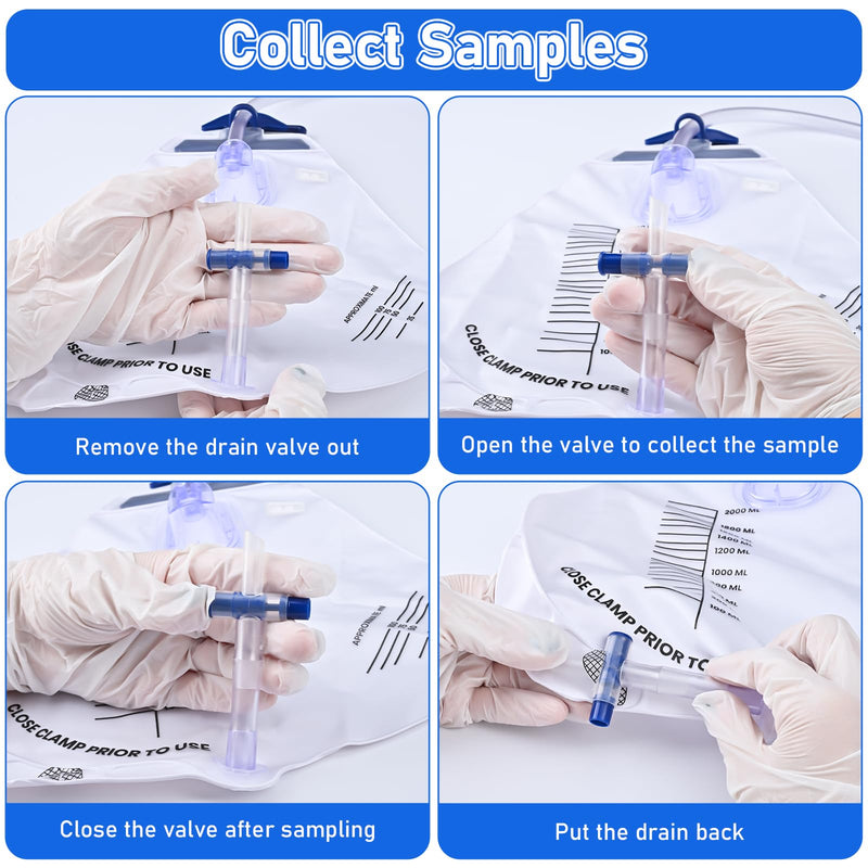 3 Pack 2000ml Sterile Urinary Drainage Bags with Anti-Reflux Chamber, Urine Bag with 48" Drainage Tube for Men and Women, Overnight Bedside Disposable 3 Pack 2000ML