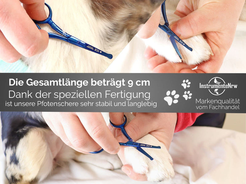 Professional paw scissors fur scissors straight TITAN with micro-serration 9 cm blue - BeesActive Australia