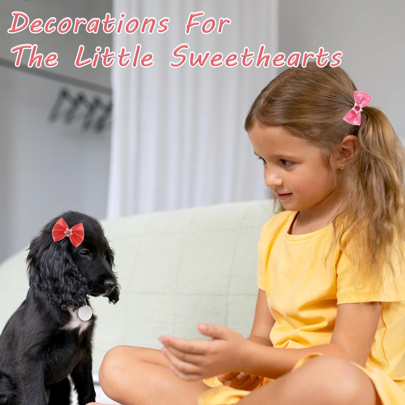 24Pcs Pink Dog Bows Small Size Dog, Small Dog Hair Bows, Puppy Bows for Dogs Ears, Girl Puppy Hair Bows, Cute Yorkie Hair Accessories for Large Dogs Puppies - BeesActive Australia