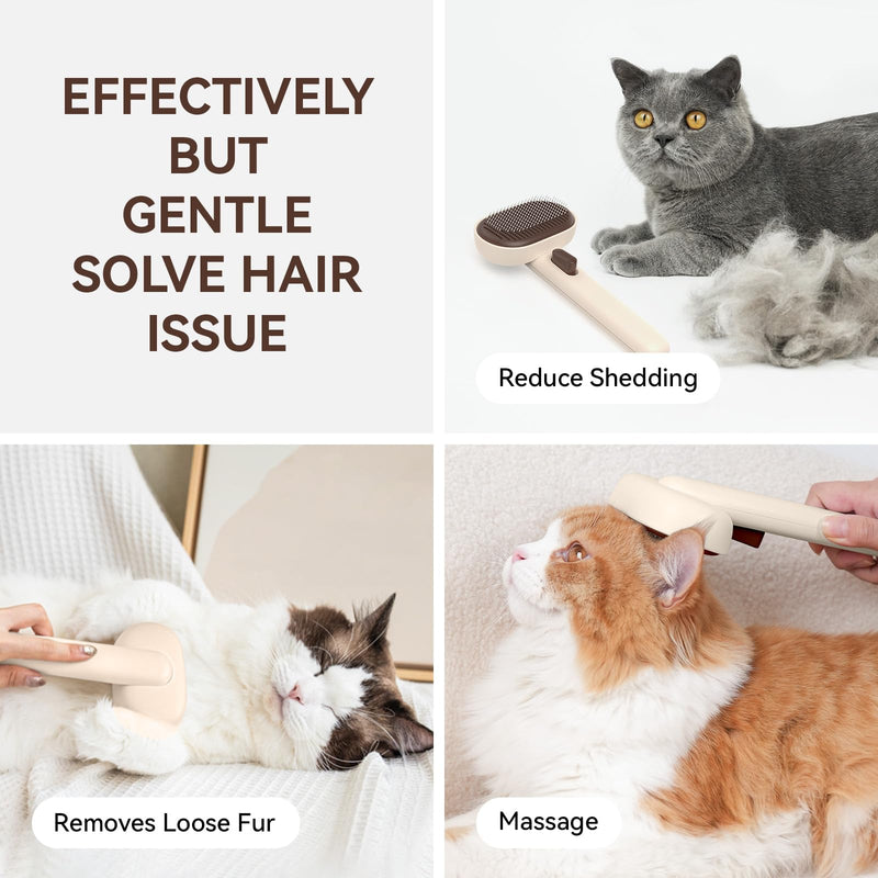 aumuca Cat Brush for Shedding, Cat Brushes for Indoor Cats, Cat Brush for Long or Short Haired Cats, Cat Hair Brush Cat Grooming Deshedding Brush for Dog Kitten Rabbit Massage Removes Loose Fur, Brown - BeesActive Australia