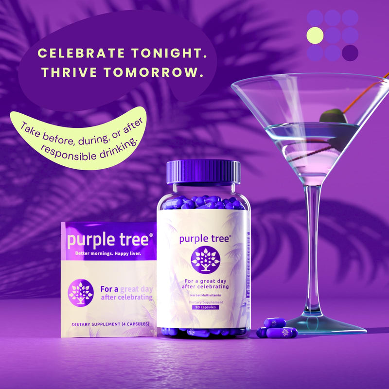 purple tree Post-Celebration Wellness Vitamins | Liver Support, Rapid Hydration, Body Replenisher | Dihydromyricetin DHM, Milk Thistle, Electrolytes, Vitamin B, Willow Bark, Quercetin (30 Pills) 30 Count (Pack of 1) - BeesActive Australia