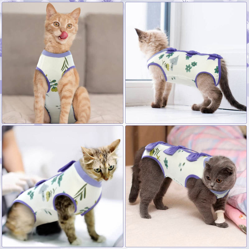 PUMYPOREITY Cat Bodysuit After Surgery, Postoperative Clothing for Cats Body Operation Recovery Anti-leaking for Cat Clothes Castration Body E-Collar Alternative Cat Surgery Recovery Suit (Purple, L) Purple - BeesActive Australia