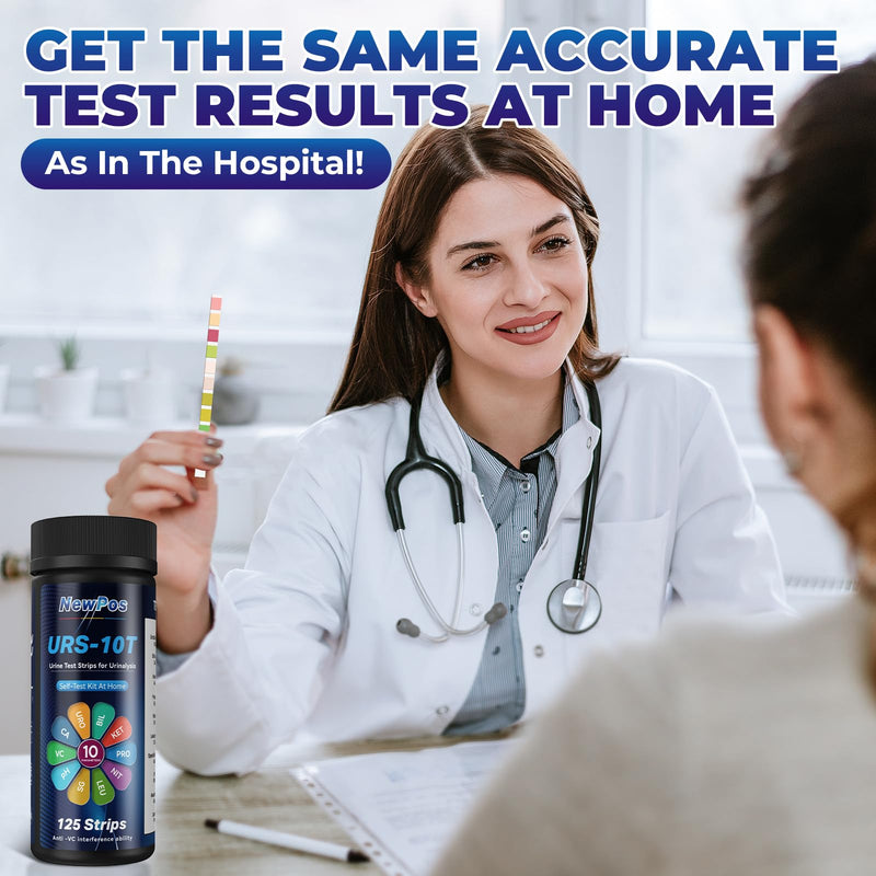 Urine Test Strips for Urinalysis: 10-in-1 125 CT Urinalysis Test Strips Full Panel for UTI Nitrite Leukocytes pH Protein Kidney & Liver Function at Home Urine Test Strips