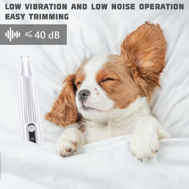 Dog paw trimmer with LED light, professional paw trimmer for dogs, wireless dog clipper, animal hair trimmer for dogs, cats, paws, eyes, ears, face, body (White B) White B - BeesActive Australia