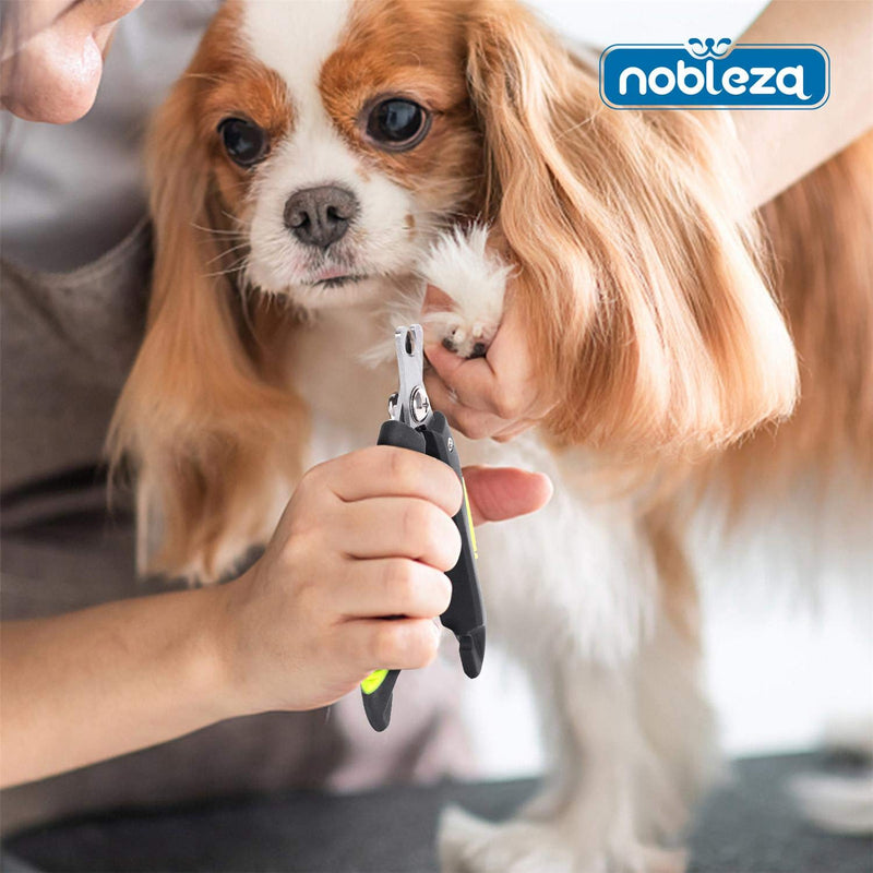 Nobleza Pet Nail Clippers Professional Claw Scissors for Dogs and Cats, Stainless Steel Claw Clippers High Quality, Claw Care Nail Clippers with Safety Protection, Safety Lock and Nail File Dark Gray & Green - BeesActive Australia