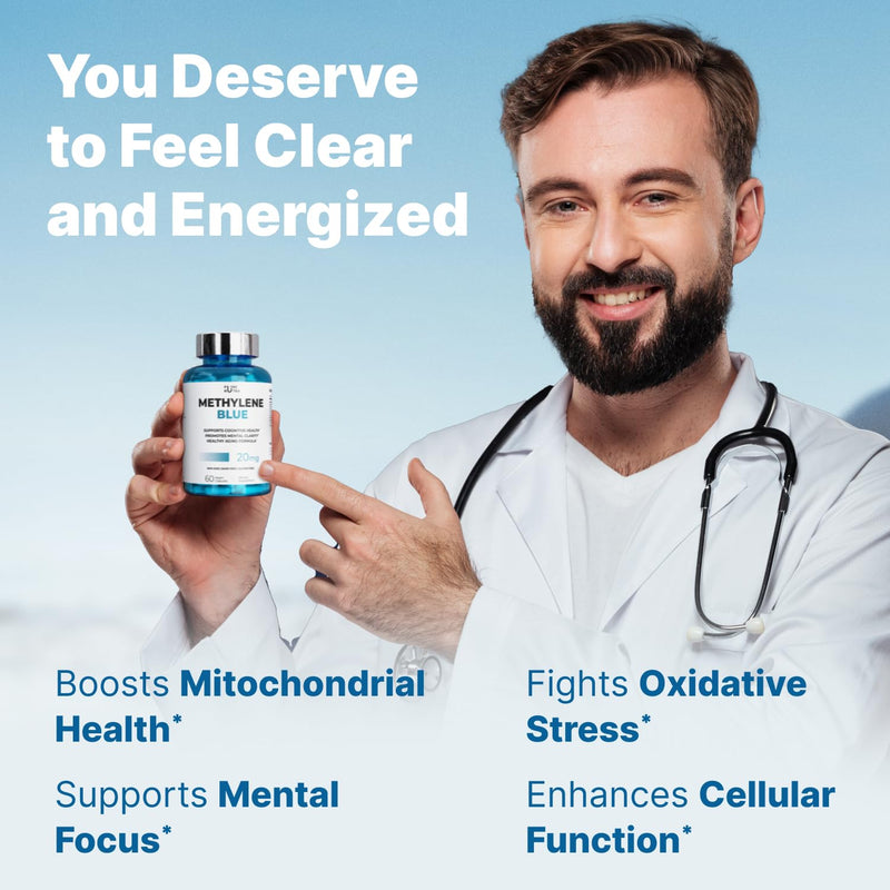 Ultimate Methylene Blue Pharmaceutical Grade 20mg (USP) Methylene Blue Capsules for Humans | Memory Supplement and Brain Booster Supplement | Focus Fuel and Memory Vitamins Energy Pills | 60 Servings 1