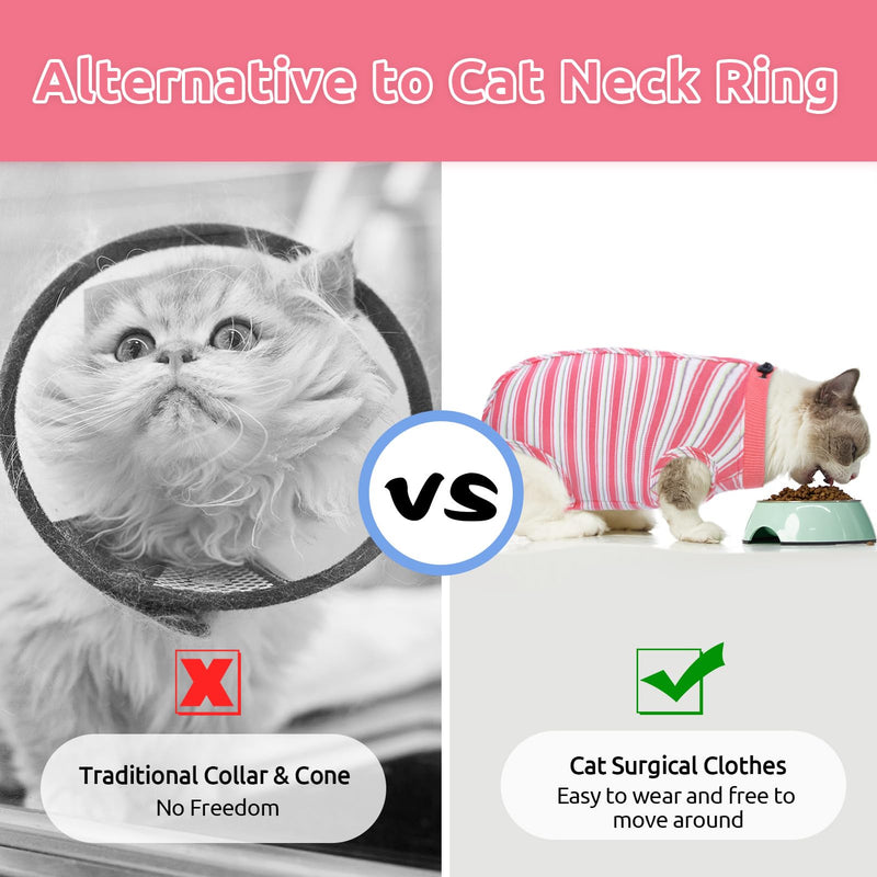 CITÉTOILE Cat bodysuit after surgery, post-operative cat clothing for abdominal wounds, recovery suit, clothing after surgery, e-collar alternative for cats, dogs, pink, M - BeesActive Australia