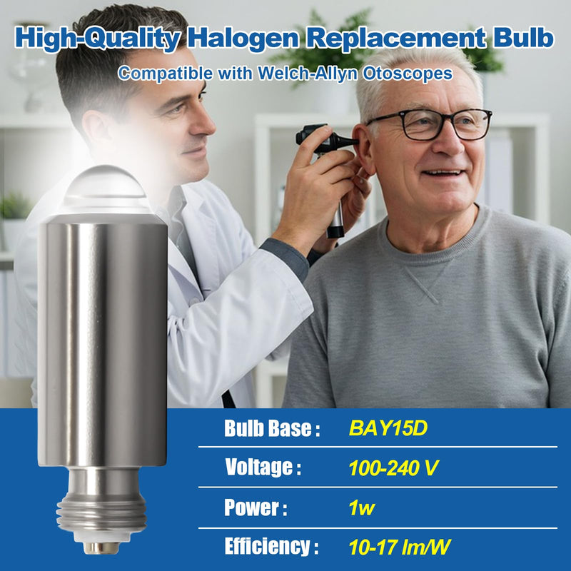 Swess 03100-U Halogen Replacement Bulbs Compatible with Welch A-llyn Otoscopes, 3.5 Volt Replacement Bulbs, 4 Pack