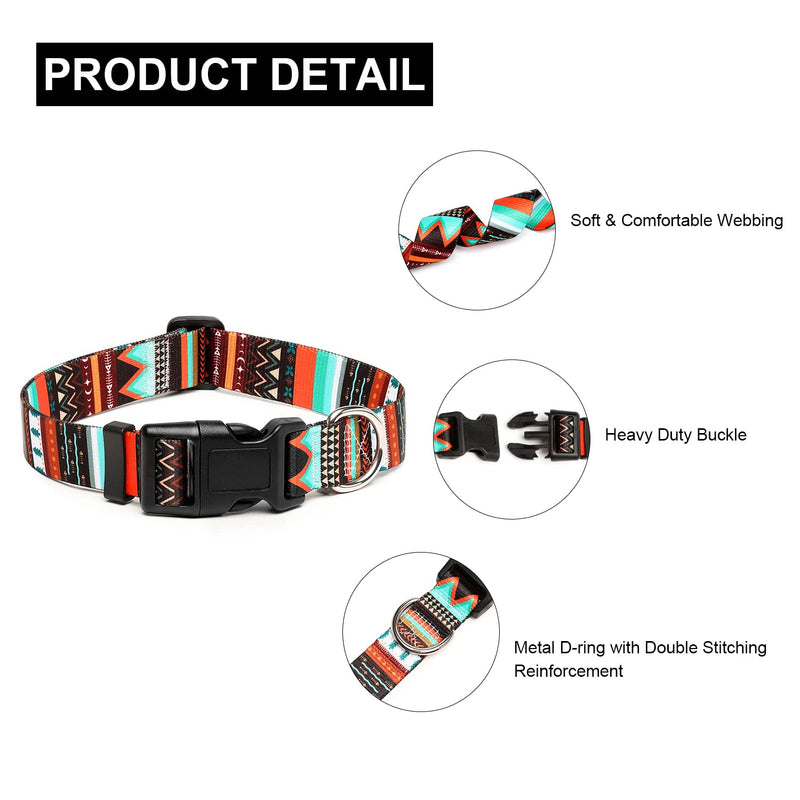 Mercano Adjustable Dog Collar - Special Design Patterns, Soft Nylon Comfortable Durable Pet Collar for Small Medium Large Dogs (S, Tribal Green) S - BeesActive Australia