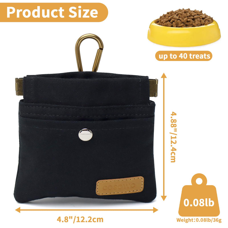 Dog Treat Pouch, Hand Free Dog Training Treat Bag with Carabiner & Magnetic Buckle, Auto Closing Dog Walking Bag for Puppy Travel or Outdoor Use, Pet Feed Snack Reward Pocket Black - BeesActive Australia