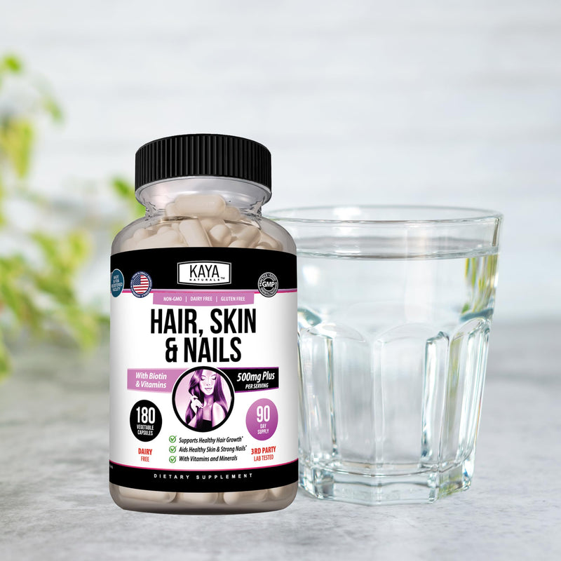 Kaya Naturals Hair Skin Nail Capsules, 180 Count 180 Count (Pack of 1)