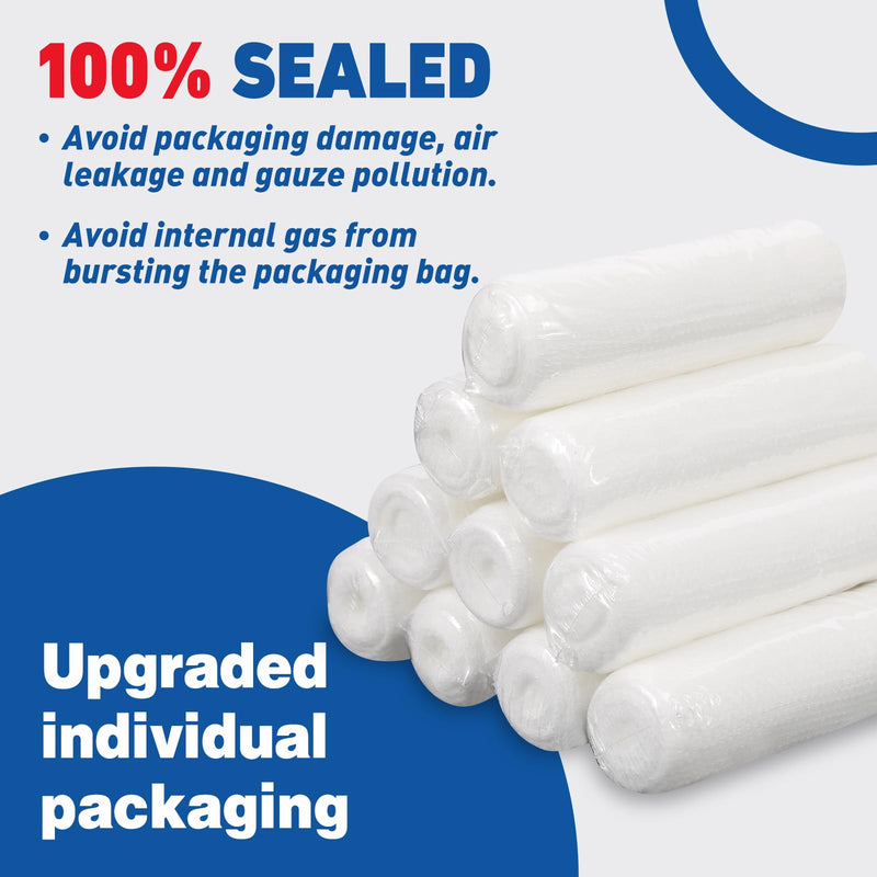 AZEN 100 Pack Gauze Rolls Bandages, 3 in x 4.1 Yards, First Aid Supplies & Premium Medical Supplies, Bandage Wrap Vet Wrap 100p 3IN - BeesActive Australia