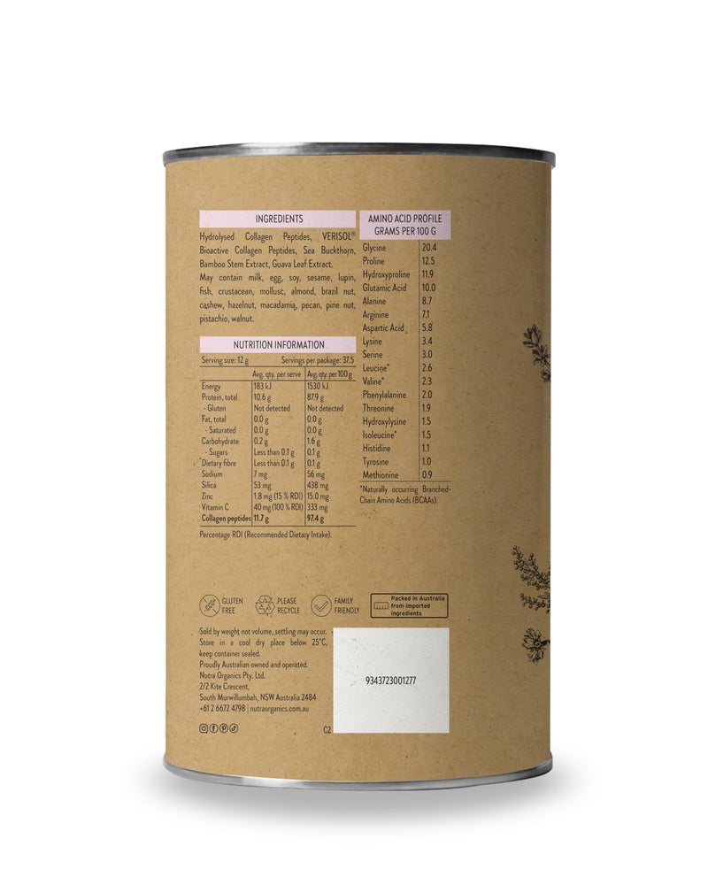 Nutra Organics Collagen Beauty Unflavoured 450G 15.9 Ounce (Pack of 1)