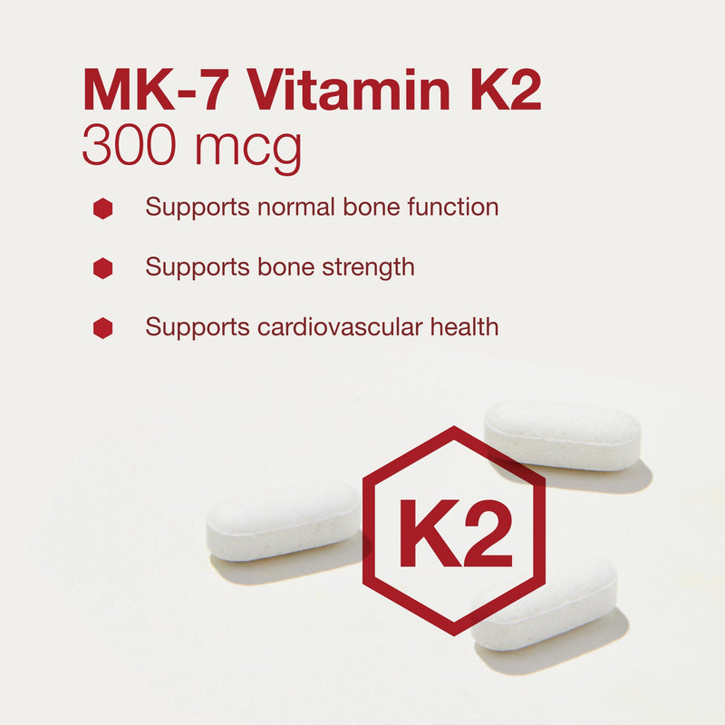 PROTOCOL FOR LIFE BALANCE MK-7 Vitamin K2 300mcg, Bone Health*, 60 Veg Caps | Extra Strength Supplement, Supports Bone Health and Vascular Elasticity*, Non-GMO and Vegan