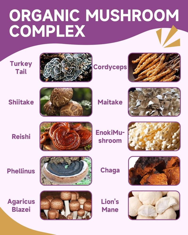 Mushroom for Dogs & Cats - Turkey Tail for Dogs - 10 Organic Mushroom Supplement with Turkey Tail, Reishi, Lions Mane - Lumps & Bumps, Immunity, Gut, Skin, Joint Health - Chicken Flavor