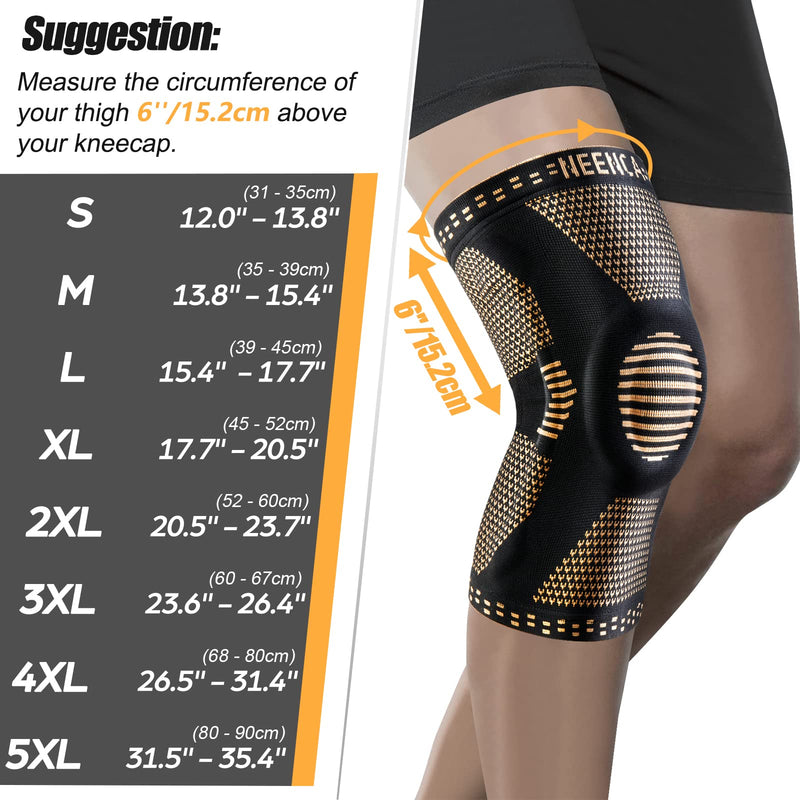 NEENCA Copper Knee Brace for Knee Pain, Knee Support with Patella Pad & Side Stabilizers, Compression Knee Sleeve for Sport, Workout, Arthritis, ACL, Joint Pain Relief, Meniscus Tear- FSA/HSA Eligible High Copper - L