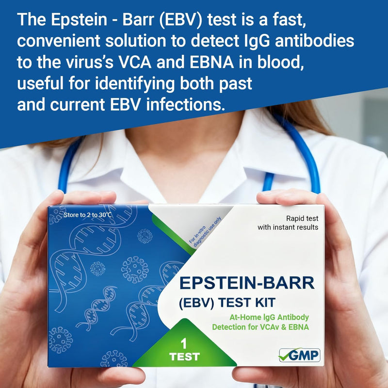 at-Home Epstein-Barr (EBV) Test Kit – Finger-Prick Sample, No Lab Visit Needed – Detects IgG Response to VCA & EBNA (for in Vitro Diagnostic Use Only) 1 Count (Pack of 1) - BeesActive Australia