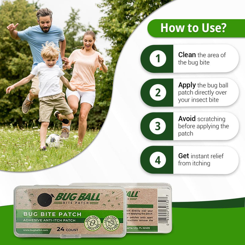 Bug Ball Bug Bite Patch, 24 Count, Natural Insect Bite Itch Relief from Mosquitos and Other Biting Insects, 2 Pack - BeesActive Australia