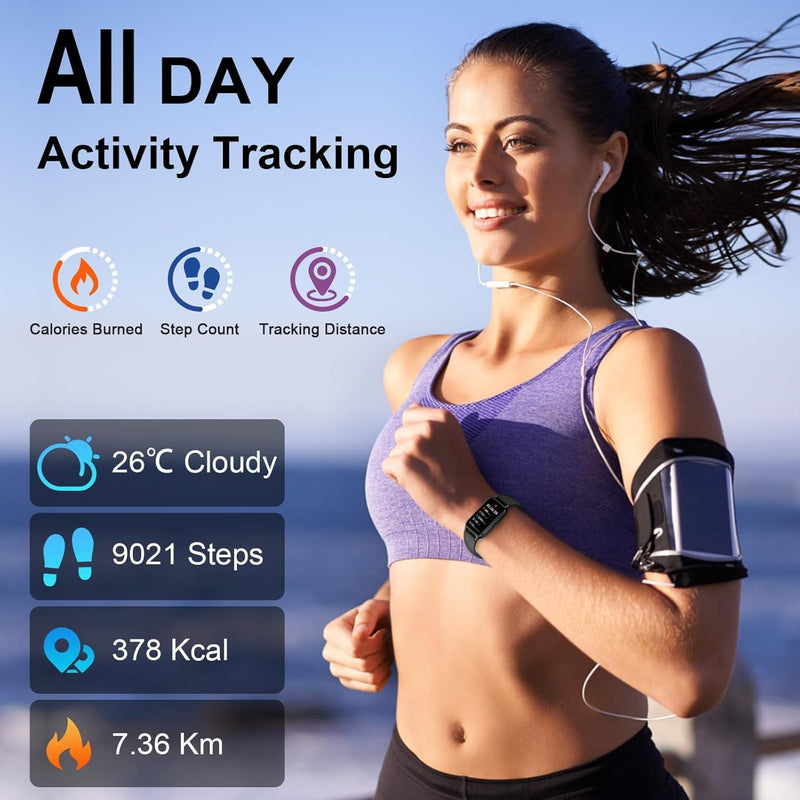 Smart Watch for Men Women(Answer/Make Call), 2026 Fitness Activity Tracker 1.57” Smartwatch with Heart Rate/Sleep Monitor/Pedometer/Calories/110+ Sports, IP68 Waterproof Fitness Watch for Android iOS Black - BeesActive Australia