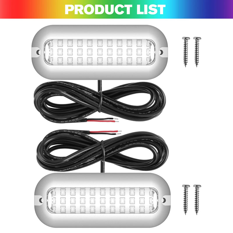 HUSUKU SOOP3 Mini 50W 27LED Waterproof Stainless Steel Transom Led Light, High-Intensity Marine Led Underwater Lights (2 pcs) 3.7" 27LED White (2PCS) - BeesActive Australia