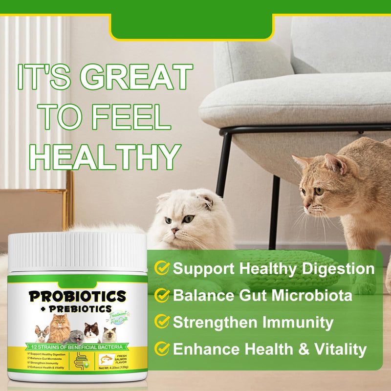 Cat Probiotic Powder with Prebiotics - 5 Billion CFU & 12 Strains to Treat Diarrhea, Vomiting, Digestive Support & Immunity Health 1 for cat