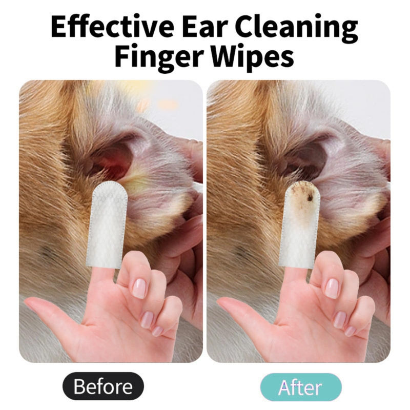 50PCS Dog Ear Wipes,Dog Ear Cleaner Finger Wipes,Pet Wipes for Dogs & Cats,Ear Drops for Dogs Relief,Dog Ear Wipes & Cleaner for Dogs & Cats,Pet Soft Finger Wipes with Aloe to Remove Wax