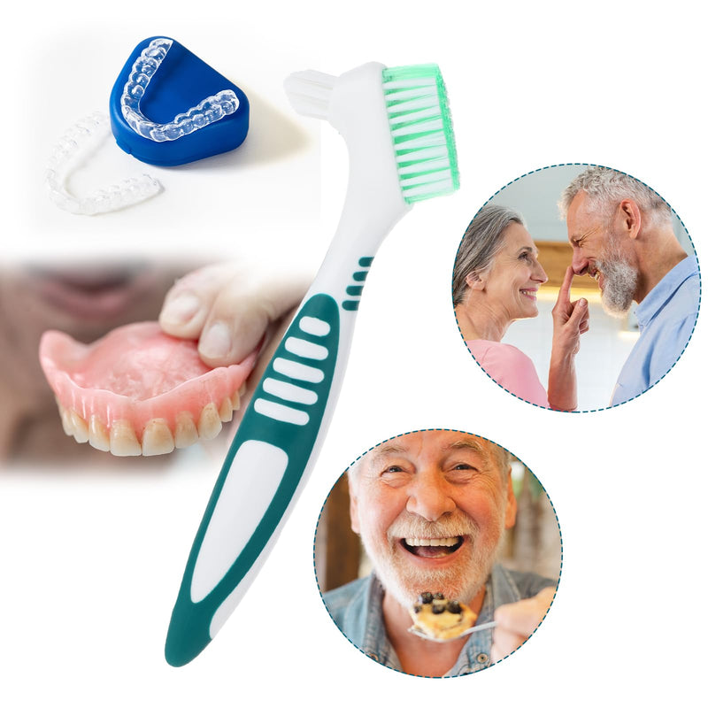 2Pack Denture Cleaning Brush, Denture Brush Premium Hygiene Denture Cleaner Set Multi-Layered Bristles Rubber Handle Denture Toothbrushes - BeesActive Australia