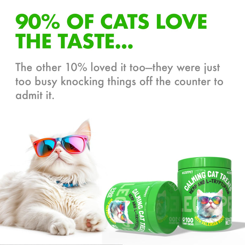 Cat Calming Treats Natural Anxiety Relief for Indoor Cats Stress & Travel Storm Separation Support Helps with Vet Visits, Grooming & Loud Noises Soothing Behavior Aid 100 Yummy Chews - PawsPlanet Australia