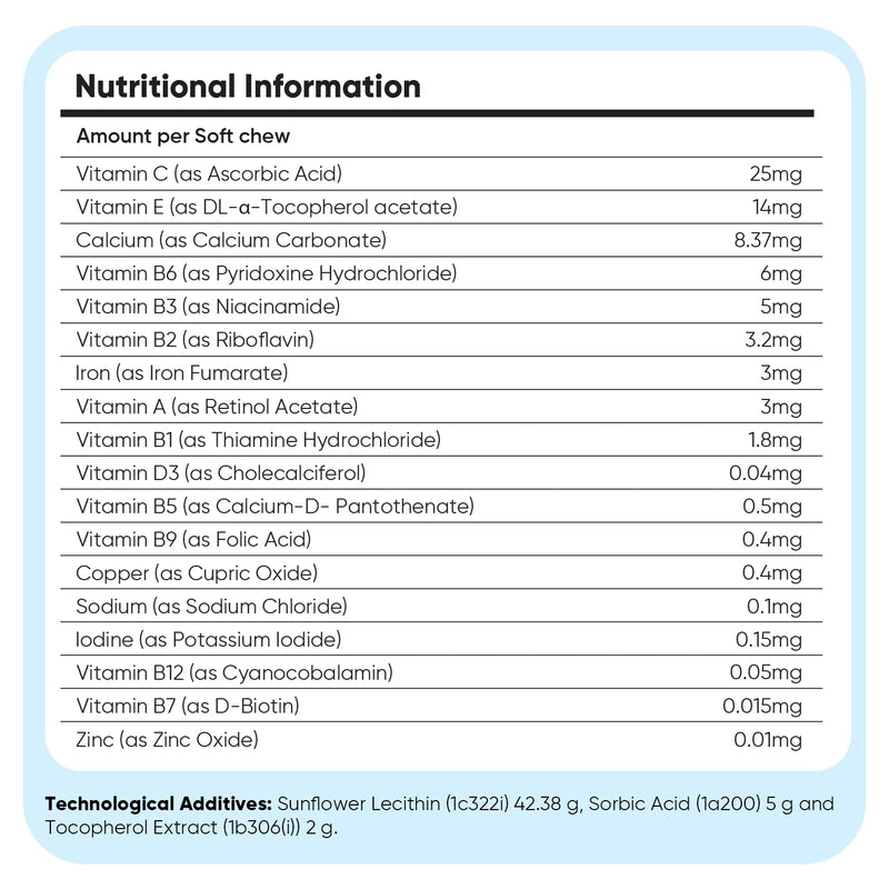 animigo Multivitamins and Minerals for Dogs - 120 Soft Chews - With 18 Vitamins & Minerals - Easy to Chew & Gentle Formulation - Suitable For All Breeds - Lactose-Free & Soy-Free