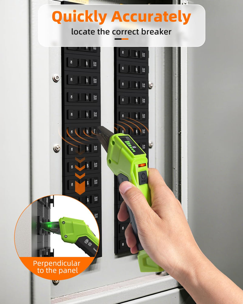 Tadeto Circuit Breaker Finder Tool with Outlet Tester, Quickly GFCI, Voltage, Electric Tester with Dual LCD Display, Light Socket and 3-2 Prong Grounding Adapter, Alligator Clip Adapter (Green) Green