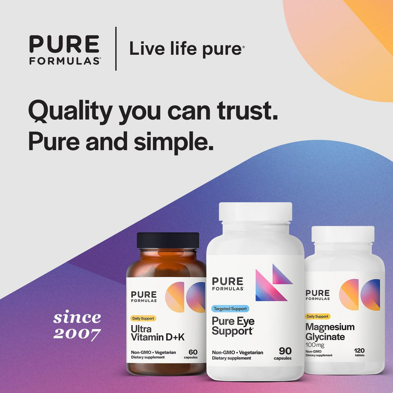 PureFormulas Pure Eye Support | Lutein and Zeaxanthin Supplement - 90 Vegetarian Capsules, 2-Pack 90 Count (Pack of 2)