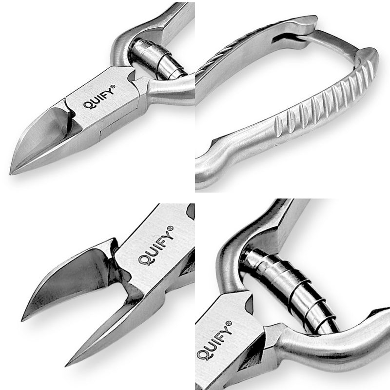 Heavy Duty Podiatrist Toenail Clippers for Thick and Ingrown Nails, Stainless Steel Toe Nail Cutter, Pordiatry Ingrown Toenail Tools - Barell Spring - Curved Tip 5.25" - BeesActive Australia