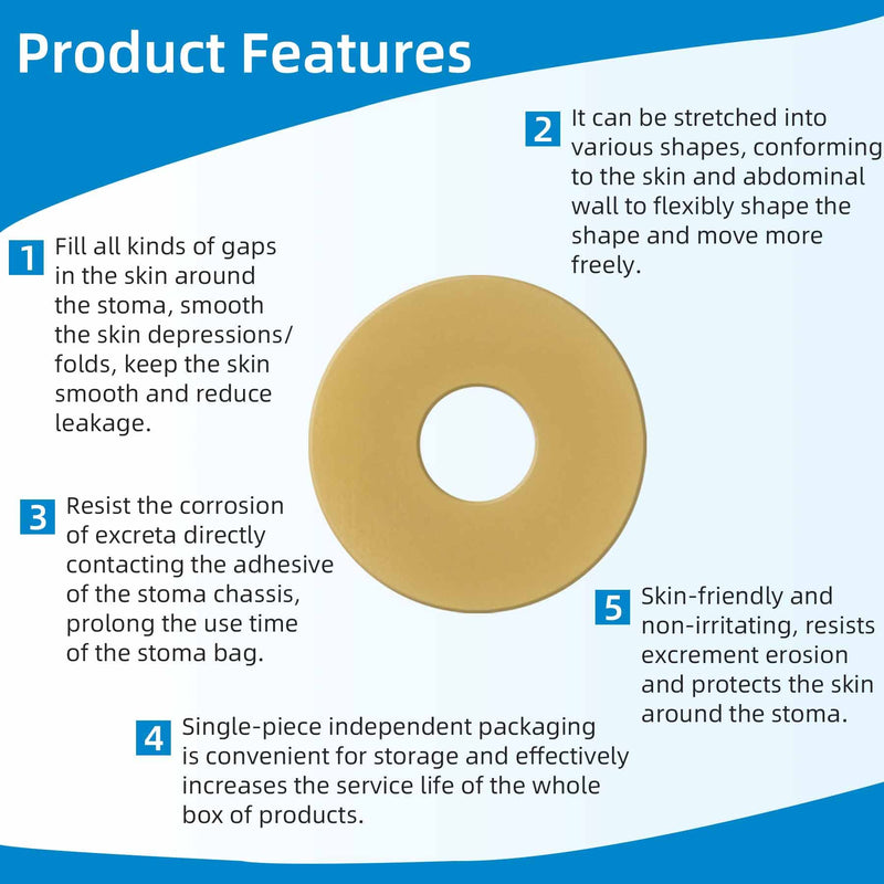 10PCS Ostomy Barrier Rings,Sting Free Moldable Ostomy Rings,Hydrocolloid Skin Extender Rings for colostomy Bags 2MM - BeesActive Australia