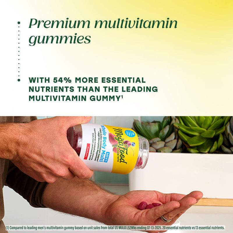 MegaFood Whole Body Gummies, Multivitamin for Men, Strawberry, 90 Gummies | Mens Multivitamins for Immune, Brain, Heart & Muscle Health, Vitamin C, D3, Magnesium Citrate, Methylated B12, 30 Servings