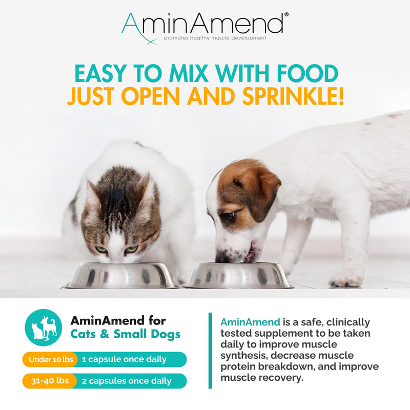 Muscle Support Pet Supplement for Small Dogs & Cats with CaHMB & Vitamin D3 – All Ages & Senior Dog Supplements for Muscle Strength, Mobility & Daily Activity – (30 Capsules, 2-Pack) 180 mg