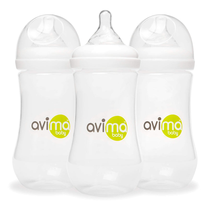 Avima 12 oz Anti Colic Infant Bottles, BPA Free, Wide Neck with Fast Flow Nipples (Set of 3) 12 Ounce - 3 Pack - BeesActive Australia
