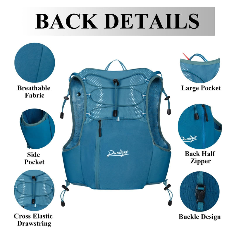 Running Hydration Vest Lightweight Hydration Backpack with 1.5L Water Bladder for Women Men Hiking Backpack Vest Pack for Cycling Race Marathon Camping