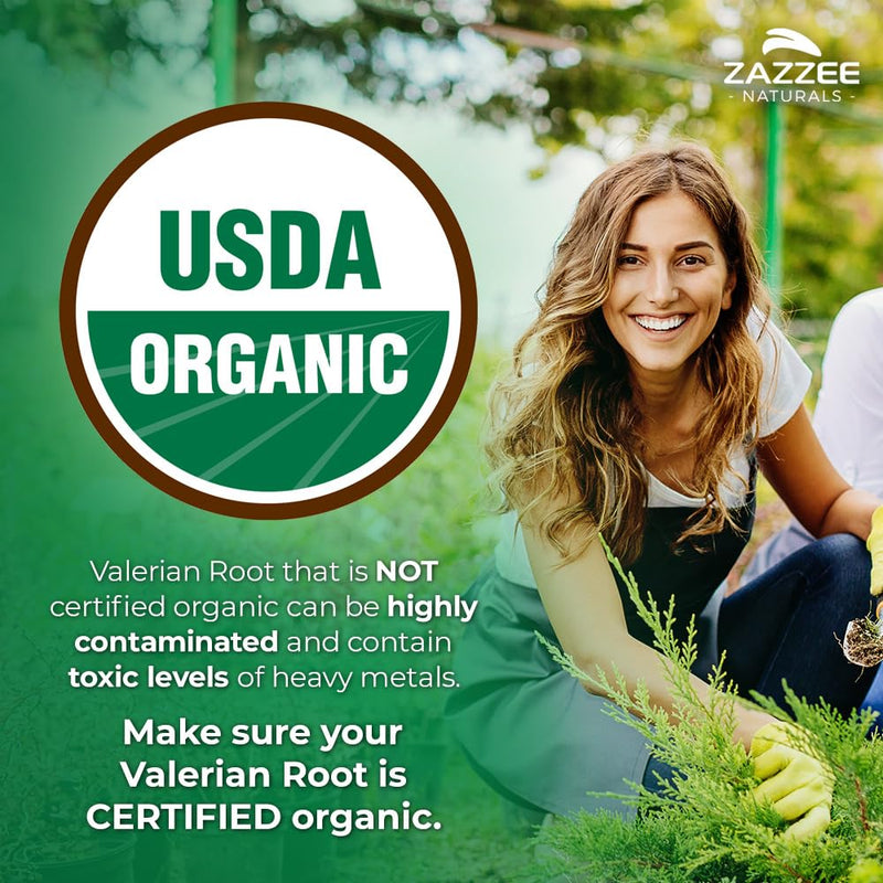 Zazzee USDA Organic Valerian Root 10:1 Extract, 3000 mg Strength, 120 Vegan Capsules, 4 Month Supply, Valeriana officinalis, 10X Potency, 100% Vegetarian, All-Natural, Non-GMO, Made in The USA - BeesActive Australia