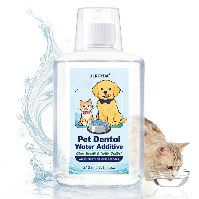 Fresh Breath Water Additive for Cats and Dogs - Enzyme & Probiotic Teeth Cleaning Solution - Reduces Plaque & Tartar - Supports Pet Gum Health - No Brush or Toothpaste Required - 7.1 FL OZ