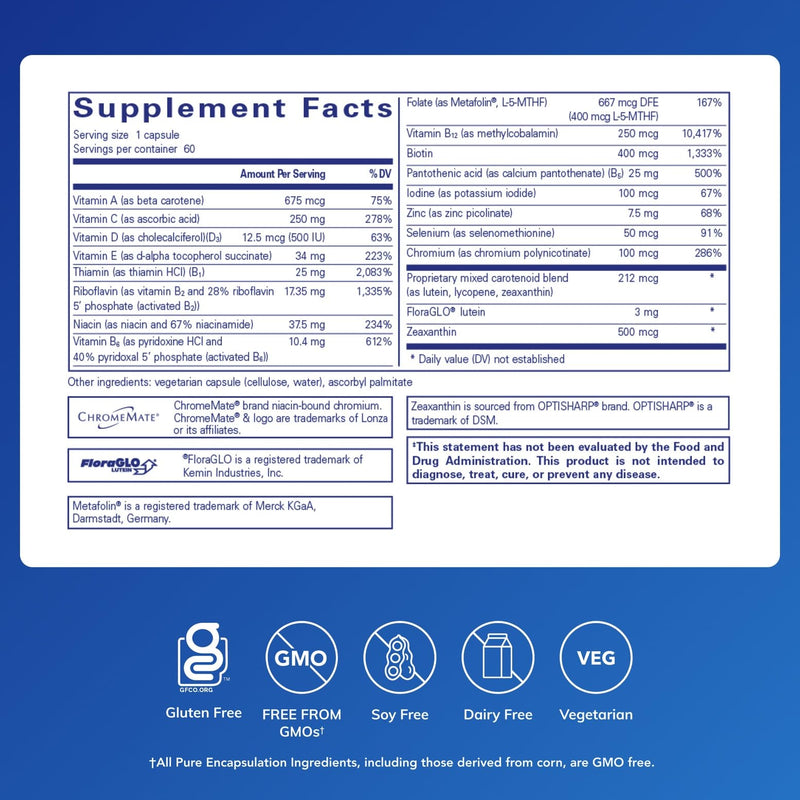Pure Encapsulations Multi T/D, 60 Capsules | Multivitamin and Mineral Supplement, for Daily Wellness, Cardiovascular and Immune Health*, Rich in Vitamins and Minerals 60 Count (Pack of 1)