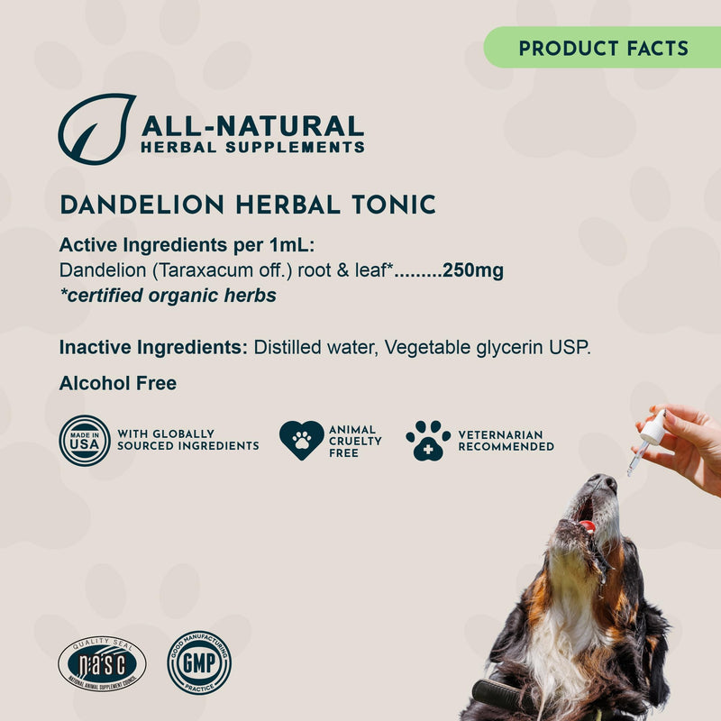 Animal Essentials Dandelion Extract for Dogs - Liquid Dandelion Root & Leaf Supplement, Liver & Kidney Support for Pets, Promotes Digestive Health, Natural Herbal Tonic for Dogs & Cats - 2 fl oz 2 Fl Oz (Pack of 1)