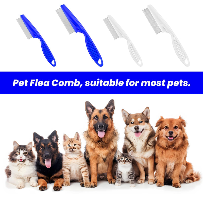 4Pcs Pet Hair Comb Tear Stain Removal, Flea Comb for Dogs, Removes Crust, Mucus, and Stains, 2 in 1 Dog Comb for Small Dogs and Puppies, Stainless Steel Grooming Massage Double Sided Comb