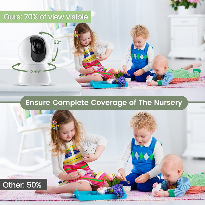 Split Screen Baby Monitor, Baby Monitor with 2 Cameras, 5" Pan-Tilt-Zoom Video Baby Monitor, HD Baby Video Cameras Monitor Audio with VOX Mode, Night Vision & 8 Lullabies and 1000ft Long Range No Wifi - BeesActive Australia