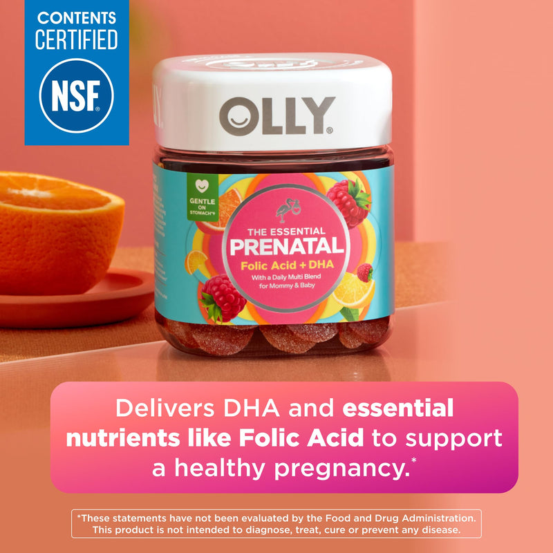 OLLY Prenatal Multivitamin Gummy, Daily Blend for Mommy & Baby - 60 Count 60 Count (Pack of 1)