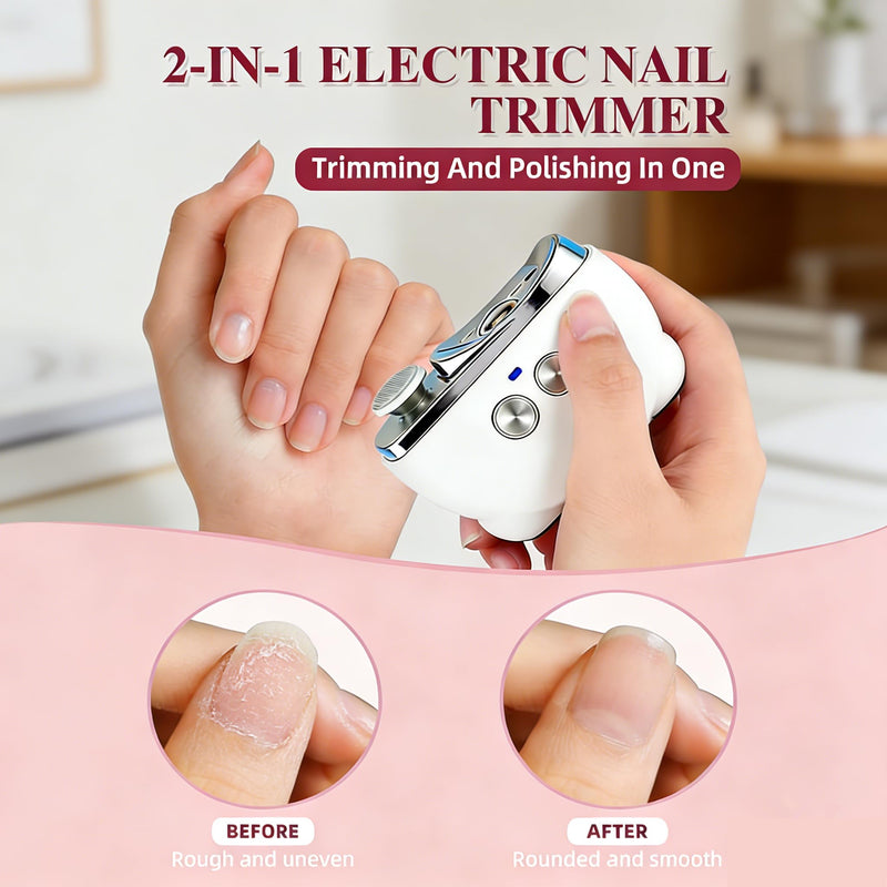 Electric Nail Clipper, Electric Automatic Nail Clippers for Seniors with LED Light & 3 Speeds, Safe Painless Nail Cutter for Seniors, Adults, Kids and Babies for Fingernails and Toenails (White)