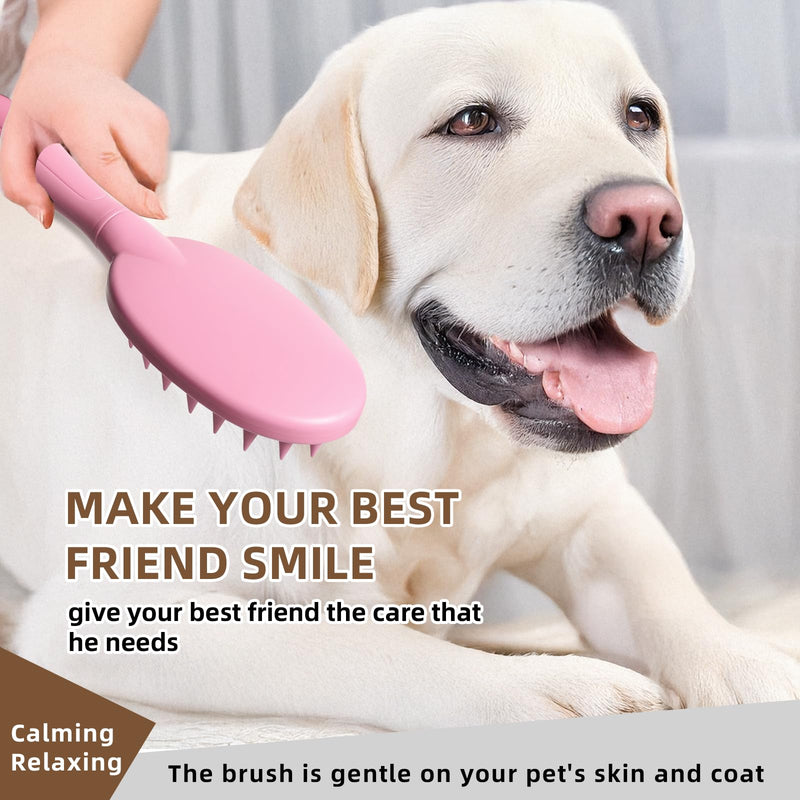 Pet Silicone Shampoo Brush for Long & Short Hair Dogs Cats, Shower Wash Curry Massage Brush PINK - BeesActive Australia