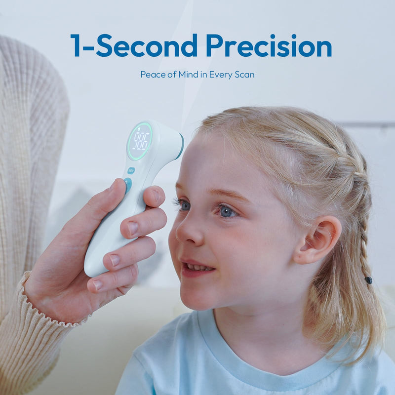 No-Touch Thermometer for Adults and Kids, 1-Second Fast Reading, Color-Coded Fever Alarm, Silent Mode, Object & Room Temperature Function Blue