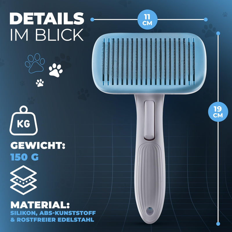 Cat brush [with cover] - grooming brush for long and short-haired cats, removes loose hair and tangles from your cat [auto-clean system] fur brush cat accessories, indoor cat brush | FC LINE - BeesActive Australia