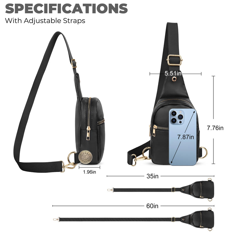 VOROLO Large PU Sling Bag For Women and Men Crossbody Bag For Women and Men Cross Body bag with Ajustable Strap Black 03 PU PU Black