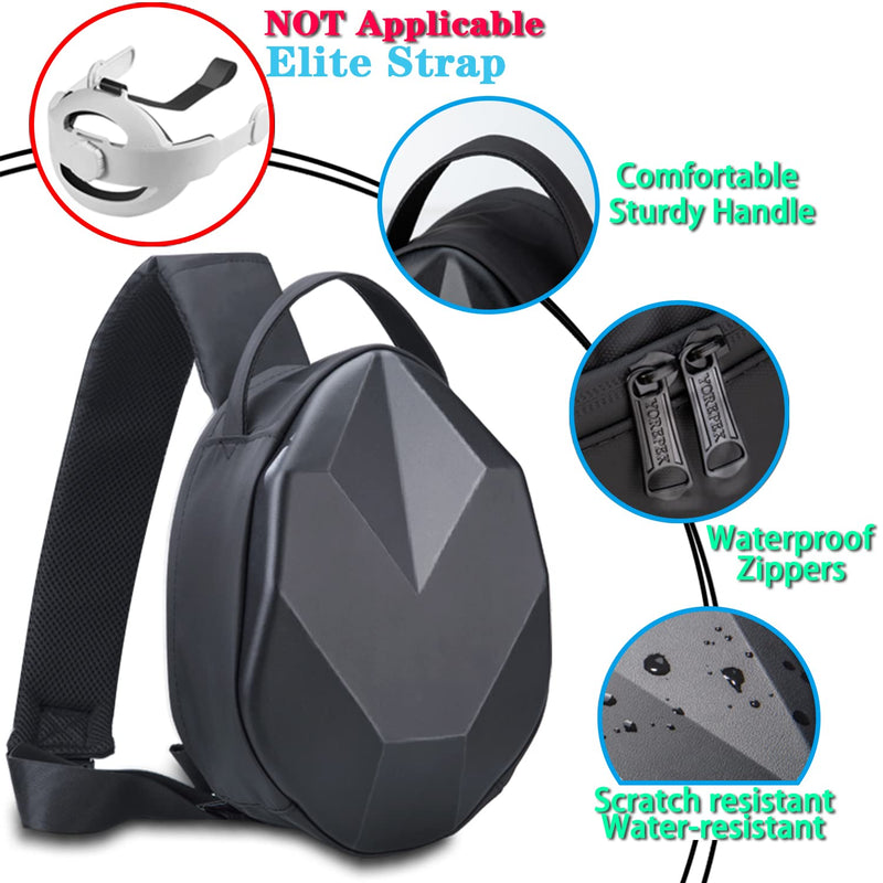 Carrying Case for Oculus Meta Quest 3/Quest 2/Vision Pro, Hard Crossbody Travel Bag for Meta Quest Pro Gaming Headset and Controllers, Lightweight VR Accessories with Portable USB Charging Port - BeesActive Australia